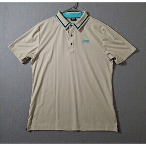 PXG Parsons Extreme Golf Polo Shirt Men's Large Tan Khaki Performance Stretch